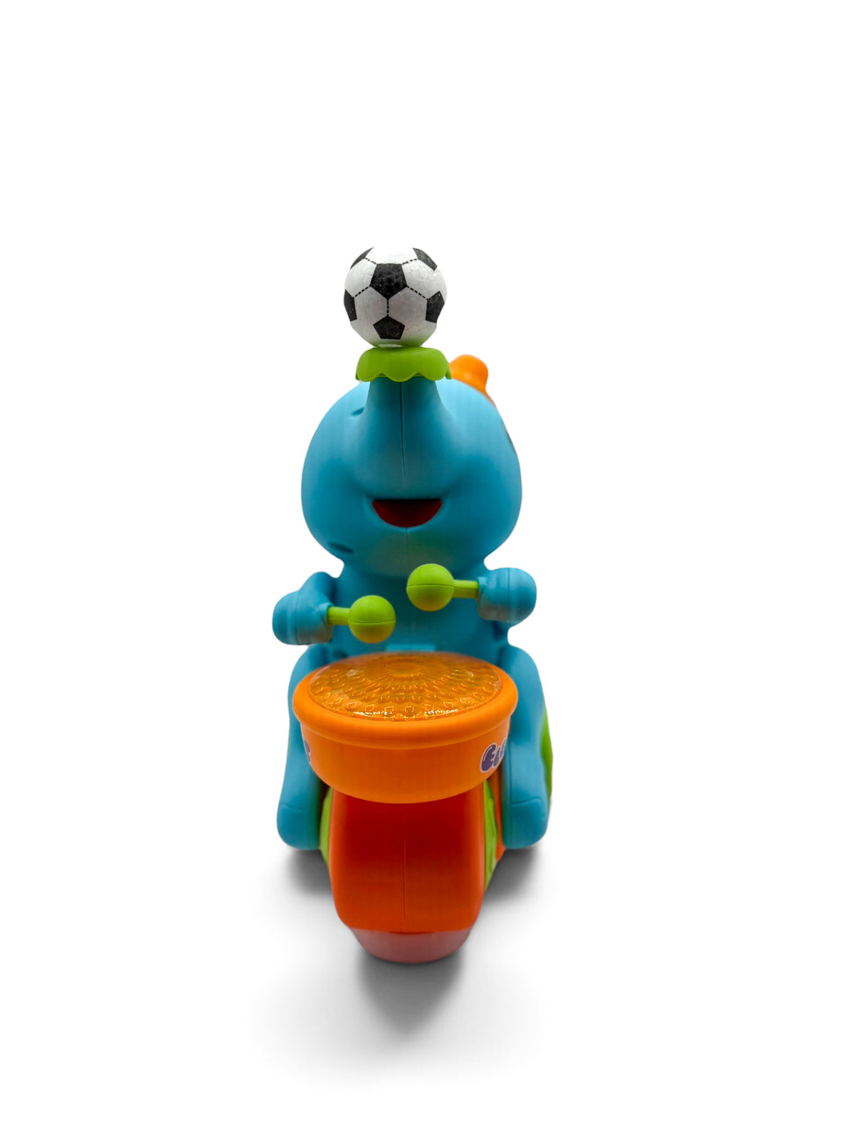 Switch! It Up Elephant Soccer Drummer toy with colorful elephant design, featuring a drum and switch game elements.
